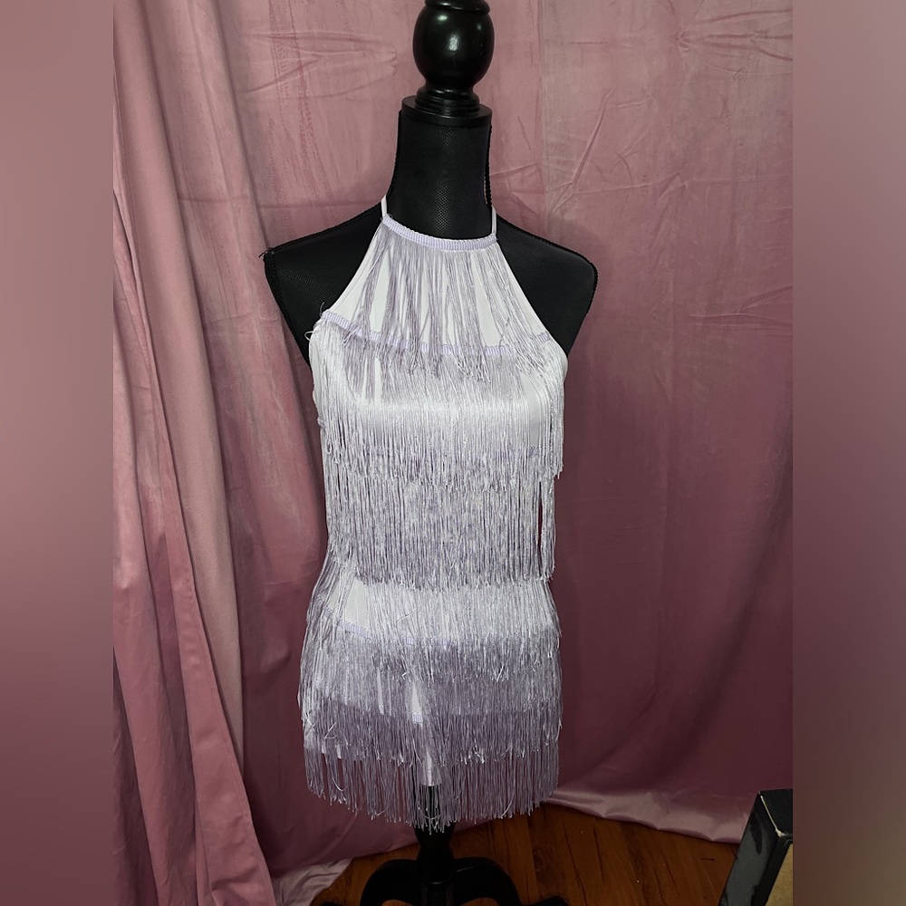 Purple Fringe Halter Neckline Romper